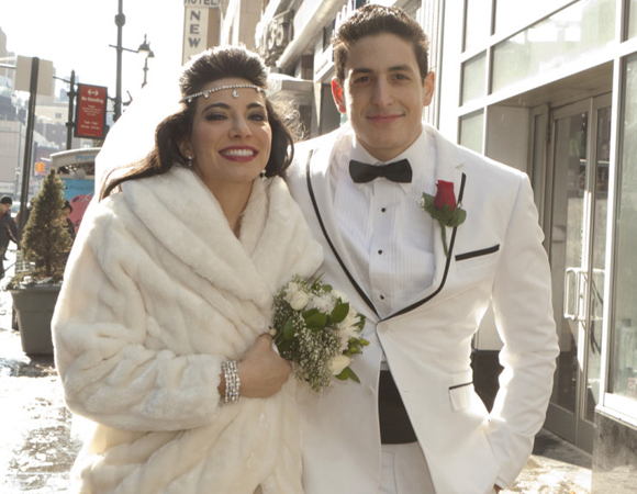 Tina (Marilia Angeline) and Tony (Joe Ferraro) get married in a scene from Tony n&#39; Tina&#39;s Wedding.