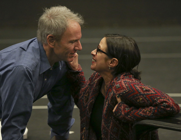 Brian Sutherland and Diane Sutherland rehearse the new musical A Second Chance, which begins performances March 18.