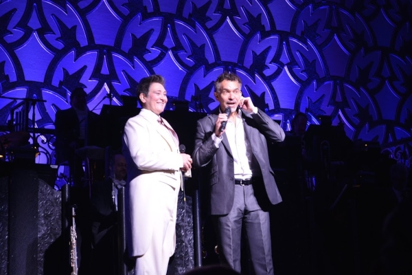 Actors Fund chairman Brian Stokes Mitchell introduces k.d. lang&#39;s encore performance of &quot;Hallelujah&quot; following her performance in After Midnight.