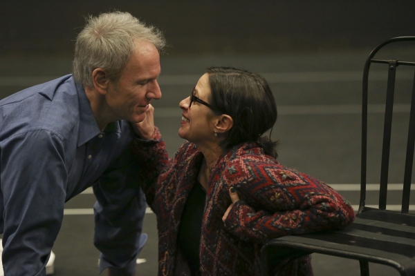 Brian Sutherland and Diane Sutherland in rehearsal for A Second Chance, with book, music, and lyrics Ted Shen, directed by Jonathan Butterell, at the Public Theater.