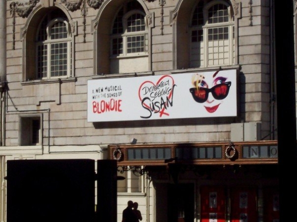 The signage for Desperately Seeking Susan, the musical, outside London&#39;s Novello Theatre in 2007.