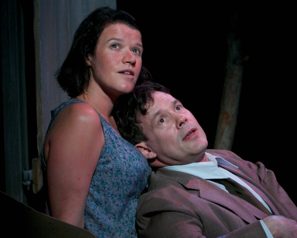 Rebekah Tripp as Josie Hogan and Joseph Fuqua as James Tyrone Jr. in the Rubicon Theatre Company production of Eugene O&#39;Neill&#39;s A Moon For The Misbegotten, directed by Jenny Sullivan.