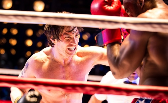 Andy Karl as Rocky and Terence Archie as Apollo Creed in the new Broadway musical Rocky at the Winter Garden Theatre.