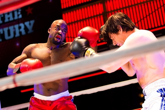 Terence Archie as Apollo Creed and Andy Karl as Rocky in the new Broadway musical Rocky at the Winter Garden Theatre.