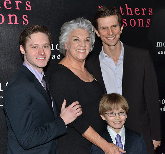 The cast of Mothers and Sons: Bobby Steggert, Tyne Daly, Frederick Weller, and Grayson Taylor.