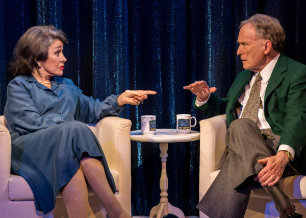 Marcia Rodd as Mary McCarthy and Dick Cavett as himself in Jan Buttram&#39;s production of Brian Richard Mori&#39;s Hellman v. McCarthy at the Abingdon Theatre Company.