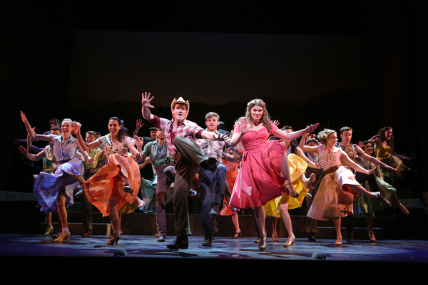 Jay Armstrong Johnson and Heidi Blickenstaff in the Encores! production of Frank Loesser&#39;s The Most Happy Fella, directed by Casey Nicholaw, at New York City Center. 