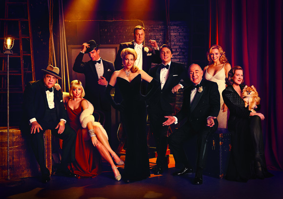 The cast of Woody Allen&#39;s Bullets Over Broadway, directed by Susan Stroman, at the St. James Theatre.