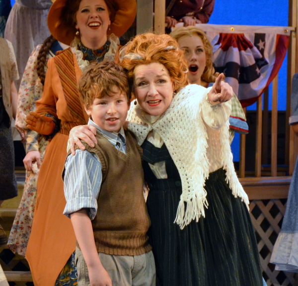 Patti Mariano (r) as Mrs. Paroo with Jeffrey Kishinevsky as Winthrop Paroo in John W. Engeman Theater at Northport&#39;s production of The Music Man.