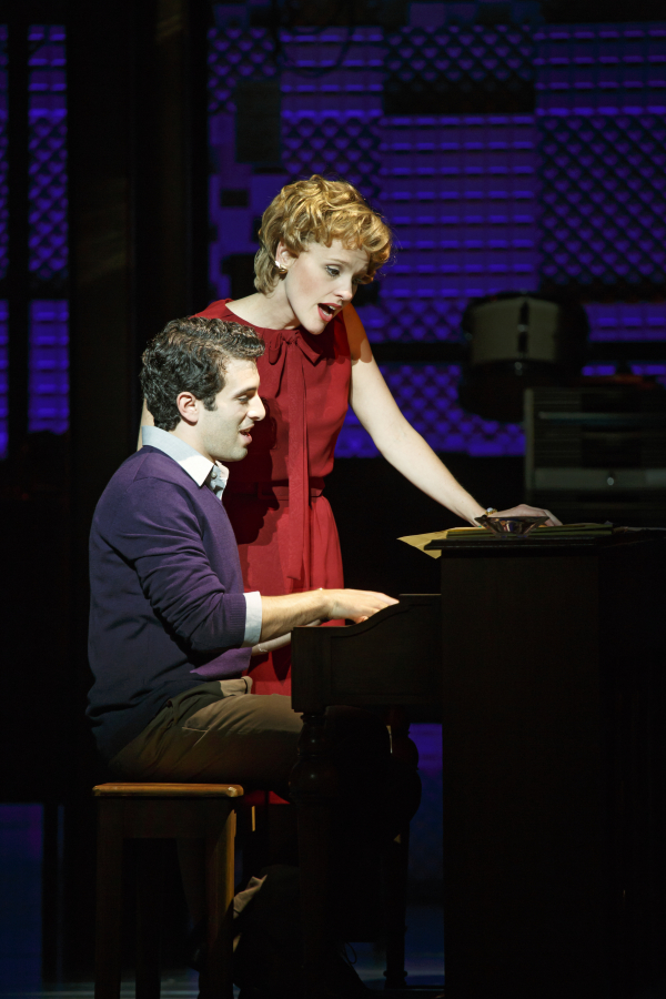 Jarrod Spector and Anika Larsen play husband-and-wife songwriting team Barry Mann and Cynthia Weil in Beautiful — The Carole King Musical on Broadway.