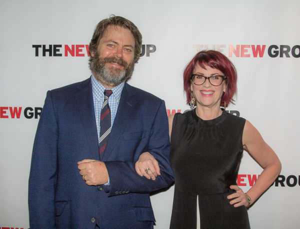 Husband and wife Nick Offerman and Megan Mullally are ready to party.