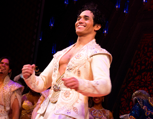 Adam Jacobs stars in the title role in Disney&#39;s Aladdin, directed by Casey Nicholaw, at the New Amsterdam Theatre.