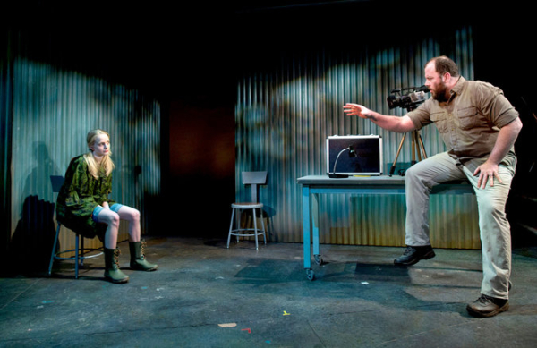 Erin Wilhelmi as Julie and Chris Sullivan as Karl in The Civilians&#39; The Great Immensity, written and directed by Steve Cosson, at the Public Theater.