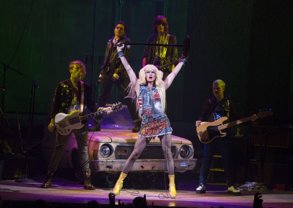 Tony Award nominees Neil Patrick Harris (center) and Lena Hall (second from left) with the Angry Inch in the 8-time Tony-nominated Hedwig and the Angry Inch.