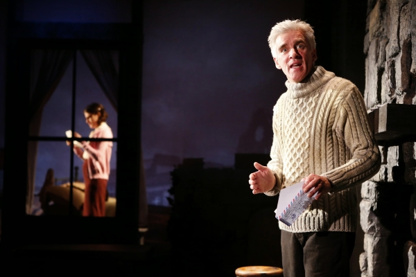 Patrick Fitzgerald as Colm and Xanthe Elbrick as Timothea in Irish Repertory Theatre&#39;s production of Gardner McKay&#39;s Sea Marks, directed by Ciarán O&#39;Reilly.