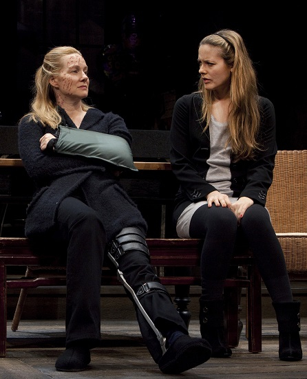 Laura Linney as Sarah and Alicia Silverstone as Mandy in Donald Margulies&#39; Time Stands Still, directed by Daniel Sullivan at Broadway&#39;s Samuel J. Friedman Theatre, 2010.
