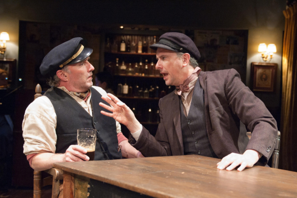 Ron Rains as &quot;Captain&quot; Jack Boyleand at the pub with James Houghton as &quot;Joxer&quot; Daly in TimeLine Theatre&#39;s production of Juno. 