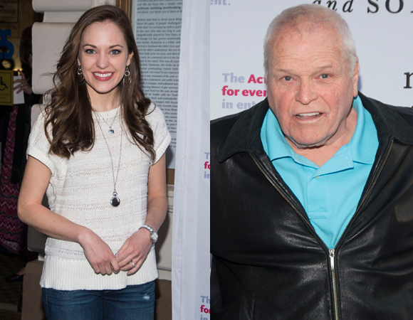 Laura Osnes and Brian Dennehy arrive for the show.