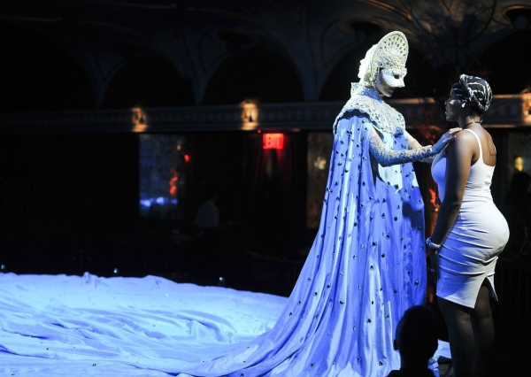 Fantasia (right) shares a moment with Queen of the Night&#39;s Marchesa, played by Katherine Crockett.