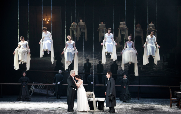 The company of Vakhtangov State Academic Theatre appears in Alexander Pushkin's Eugene Onegin, directed by Rimas Tuminas, at New York City Center.