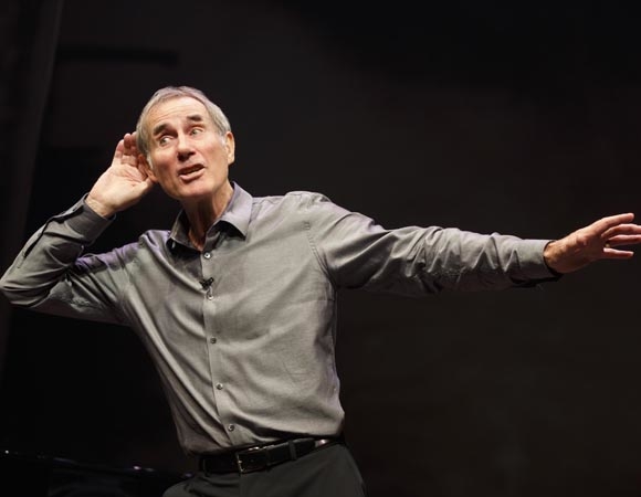 Jim Dale in a scene from Just Jim Dale, directed by Richard Maltby, Jr., at Roundabout Theatre Company&#39;s Laura Pels Theatre.