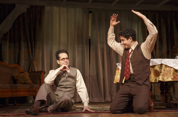 Tony Shalhoub as George S. Kaufman and Santino Fontana as a young Moss Hart in Lincoln Center Theater&#39;s Act One, written and directed by James Lapine, at Broadway&#39;s Vivian Beaumont Theater.