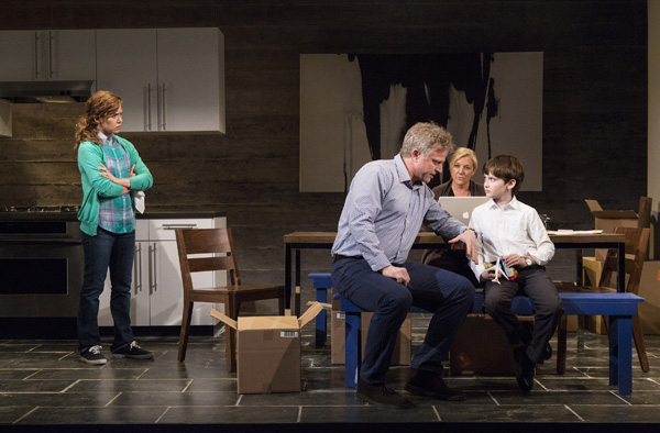 Lisa Joyce, CJ Wilson, Mary McCann, and Henry Keleman star in Nancy Harris&#39; Our New Girl, directed by Gaye Taylor Upchurch, at Atlantic Theater Company&#39;s Stage 2. 