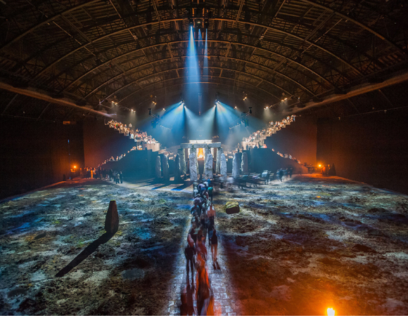 The walk through the heath prior to the start of Macbeth at the Park Avenue Armory.
