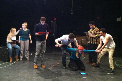 Actors at Queens College rehearse Shakespeare&#39;s All&#39;s Well That Ends Well using Scriptopia.