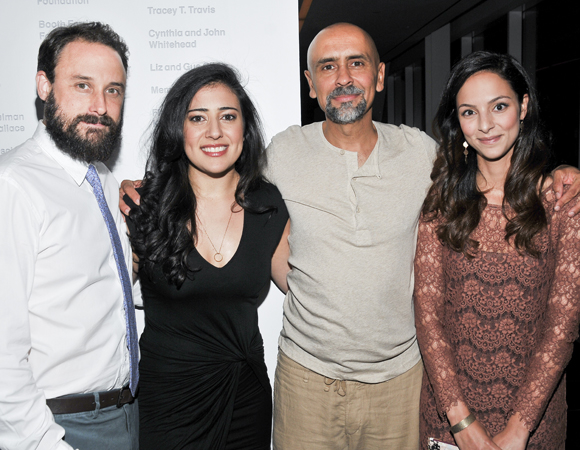 Company members Greg Keller, Nadine Malouf, Bernard White, and Tala Ashe celebrate their opening night at the Claire Tow Theater.