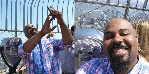 James Monroe Iglehart takes a selfie at the top of the Empire State Building.
