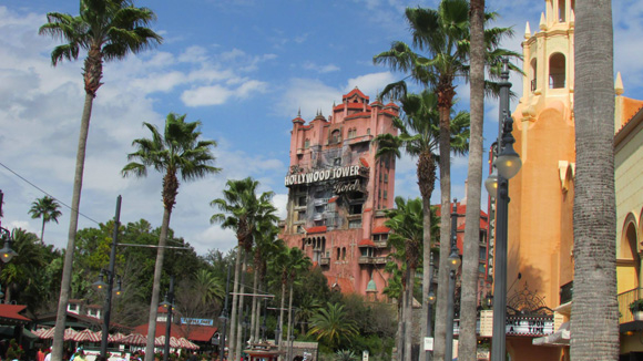 The Hollywood Tower of Terror looms over Disney&#39;s Hollywood Studios, beckoning guests inside for an immersive theatrical thrill ride. 