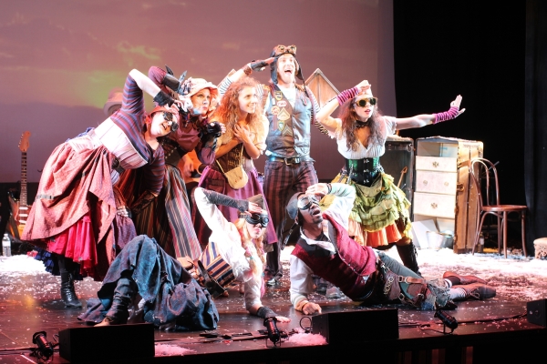 The cast of The Snow Queen, directed by Rick Lombardo, at the Pershing Square Signature Center as part of the 2014 New York Musical Theatre Festival.