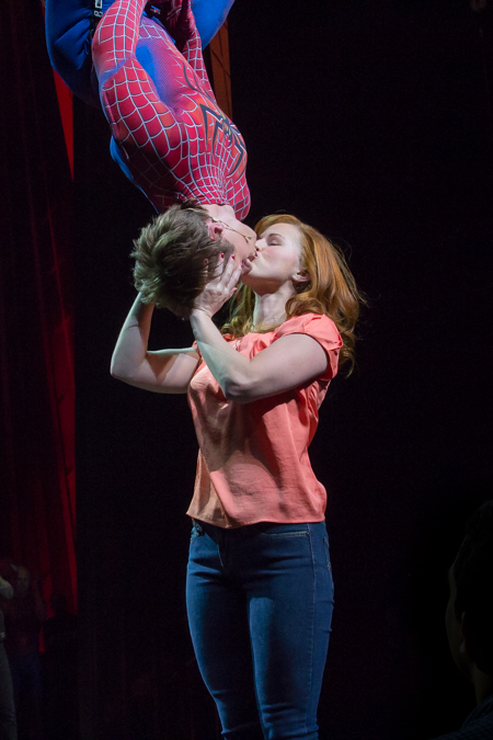 Justin Matthew Sargent and Rebecca Faulkenberry in Spider-Man Turn Off the Dark on Broadway.