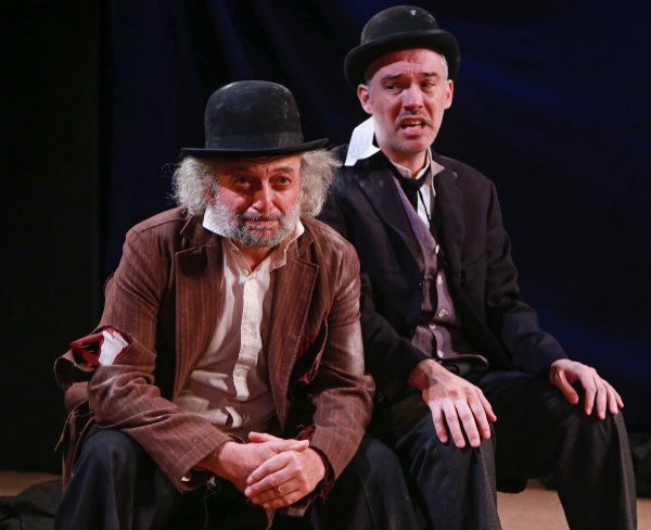 David Mandelbaum as Estragon and Shane Baker as Vladimir in the New Yiddish Rep production of Waiting for Godot.