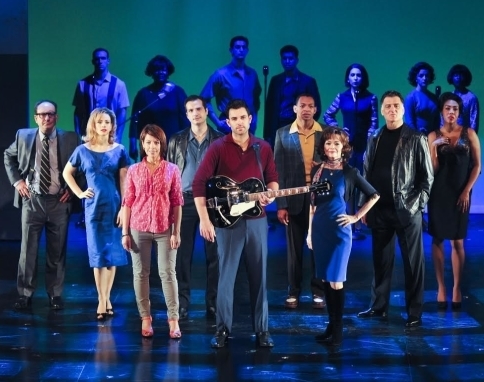 Zak Resnick (center) and the cast of Piece of My Heart: The Bert Berns Story at the Pershing Square Signature Center.