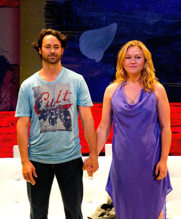 James Wirt and Julia Stiles take their opening night bow in Phoenix at the Cherry Lane Theatre.