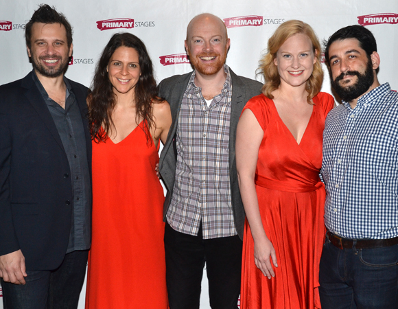 The Poor Behavior family: cast members Brian Avers, Katie Kreisler, Jeff Biehl, and Heidi Armbruster, with director Evan Cabnet.