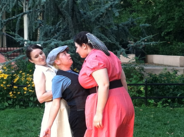 Melissa Meli, Vanessa Wendt, and Michael Rehse in A 1940&#39;s Comedy of Errors.