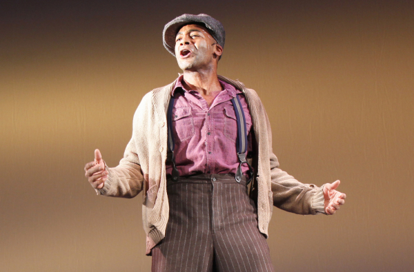 Brandon Victor Dixon as Haywood Patterson in the Vineyard Theatre production of The Scottsboro Boys, directed by Susan Stroman, in 2010.