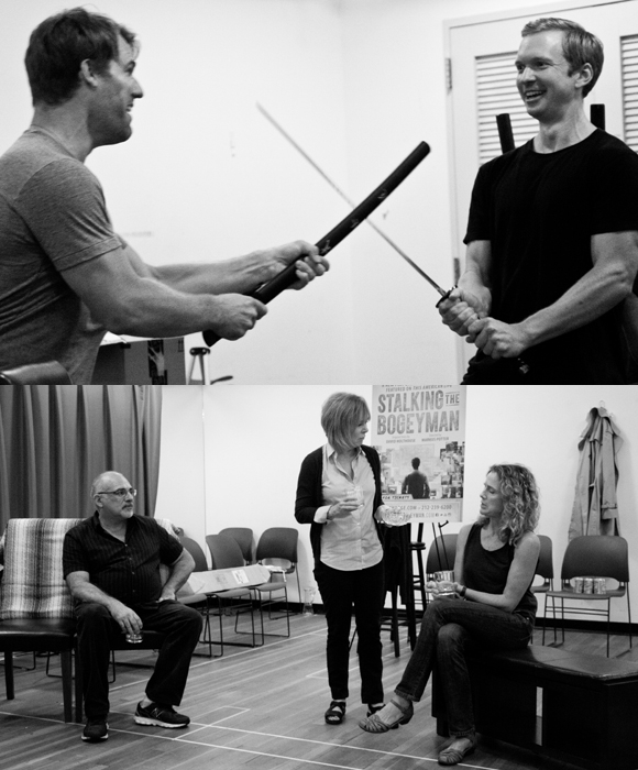 Scenes from Stalking the Bogeyman in rehearsal.