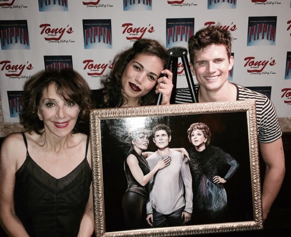 Andrea Martin, Ciara Renée, and Kyle Dean Massey with the new Tony&#39;s DiNapoli portrait in honor of Pippin.