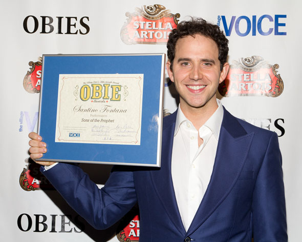 Tony nominee Santino Fontana with his 2012 Obie Award.