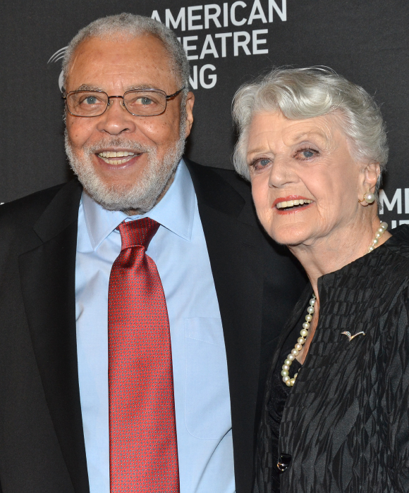 James Earl Jones and Angela Lansbury pose for photos at the American Theatre Wing gala.