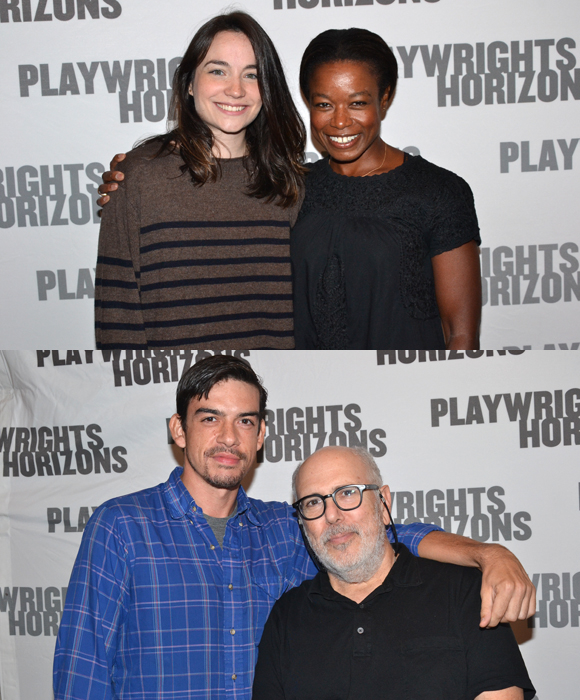The cast of Grand Concourse: (top row) Ismenia Mendes and Quincy Tyler Bernstine; (bottom row) Bobby Moreno and Lee Wilkof.