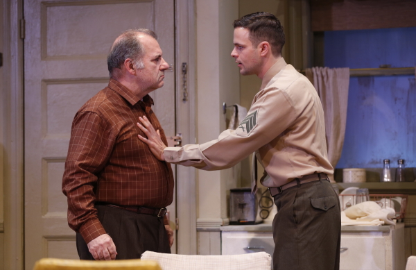 Joe Lisi and Jonny Orsini in Walter Anderson&#39;s Almost Home, directed by Michael Parva, at the Acorn Theatre.
