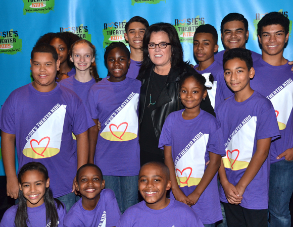 Rosie O&#39;Donnell (center) with members of Rosie&#39;s Theater Kids.