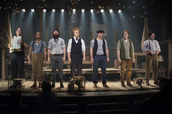 The men of PigPen take their bow on the opening night of The Old Man and The Old Moon.