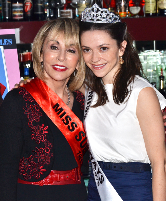 Ellen Hart, the owner of Ellen&#39;s Stardust Diner, poses with On the Town star Megan Fairchild, who was crowned the new Miss Subway of 2014.