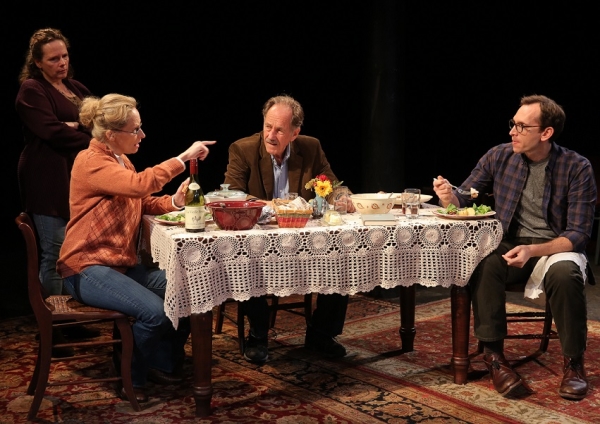 Maryann Plunkett, Laila Robins, Jon DeVries, and Stephen Kunken in Richard Nelson&#39;s That Hopey Changey Thing at the Public Theater.